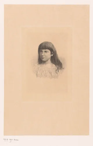 Portret van een onbekend meisje by Louis Joseph Greuse, print, 1873-1910