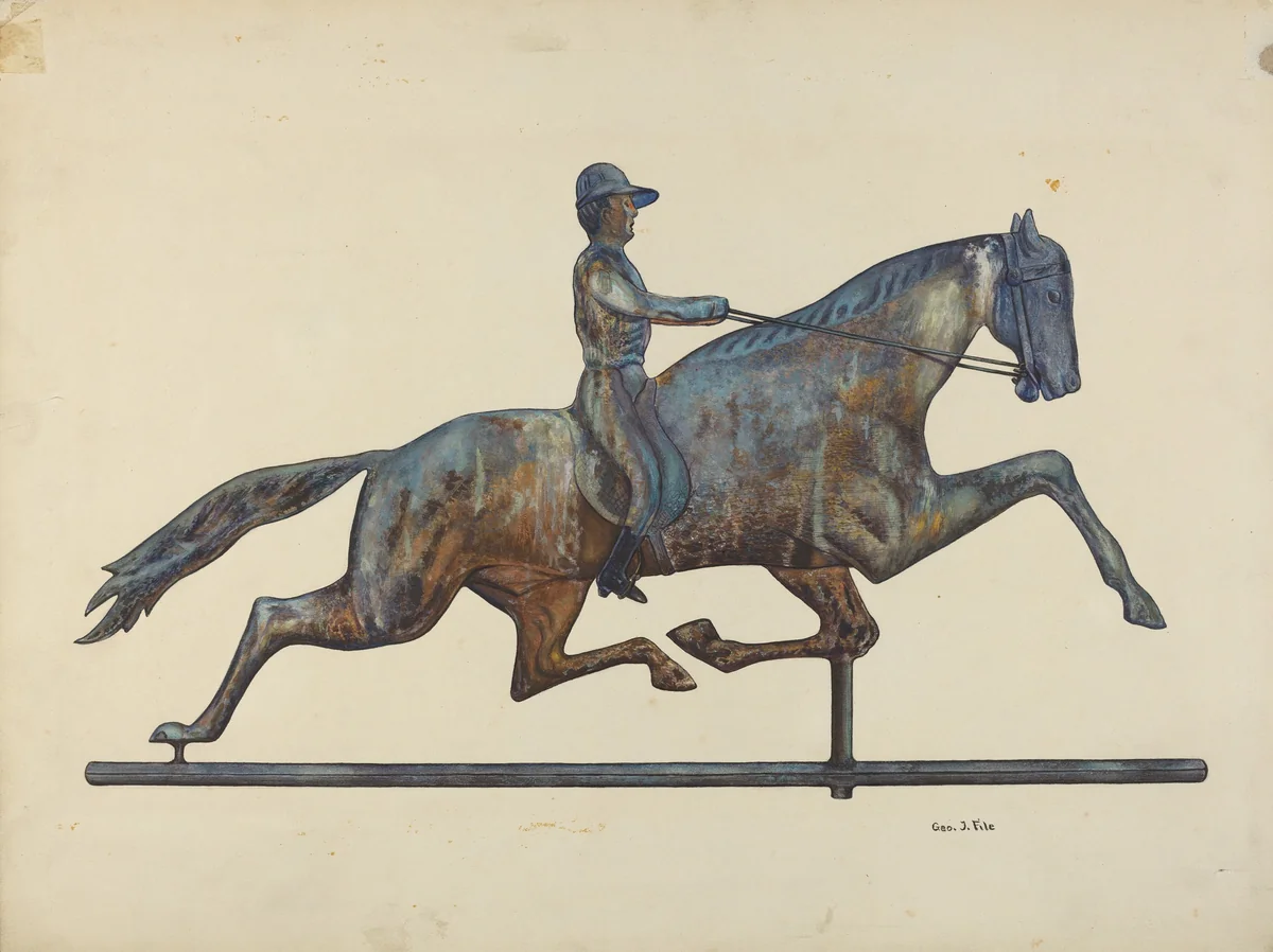 Horse and Rider Weather Vane by George File, index of american design, 1938
