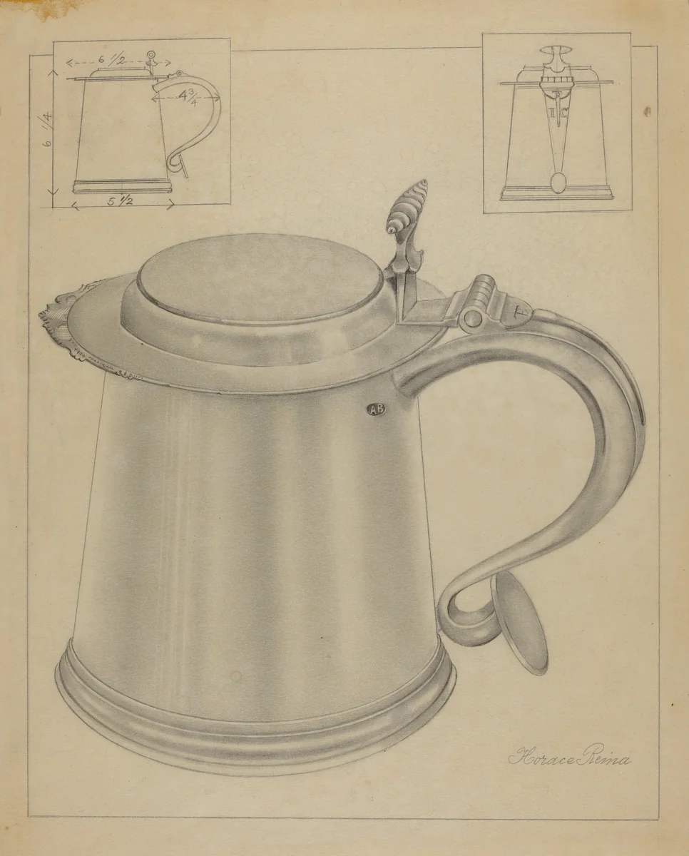 Silver Tankard by Horace Reina, index of american design, 1935-1942