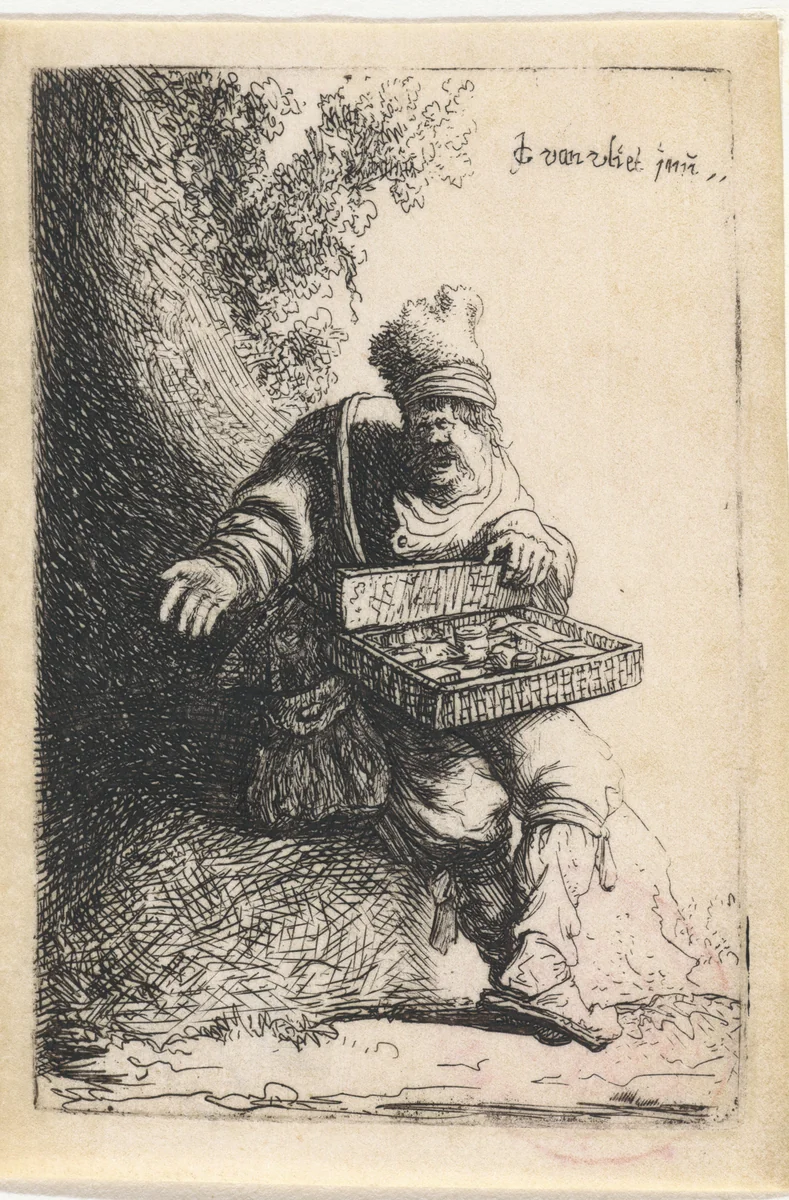 Marskramer onder een boom by Jan Gillisz van Vliet, print, 1632