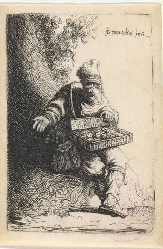 Marskramer onder een boom by Jan Gillisz van Vliet, print, 1632