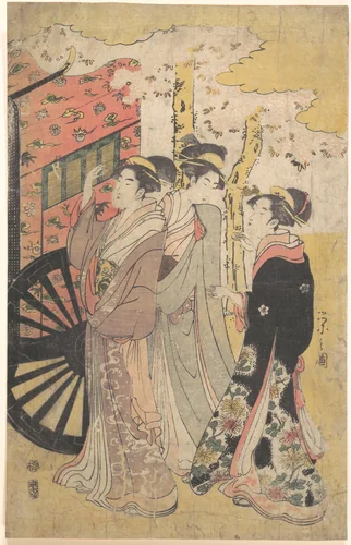 Lady in a Court Carriage Viewing Cherry Blossoms by Chōbunsai Eishi (鳥文斎栄之), print, 1796