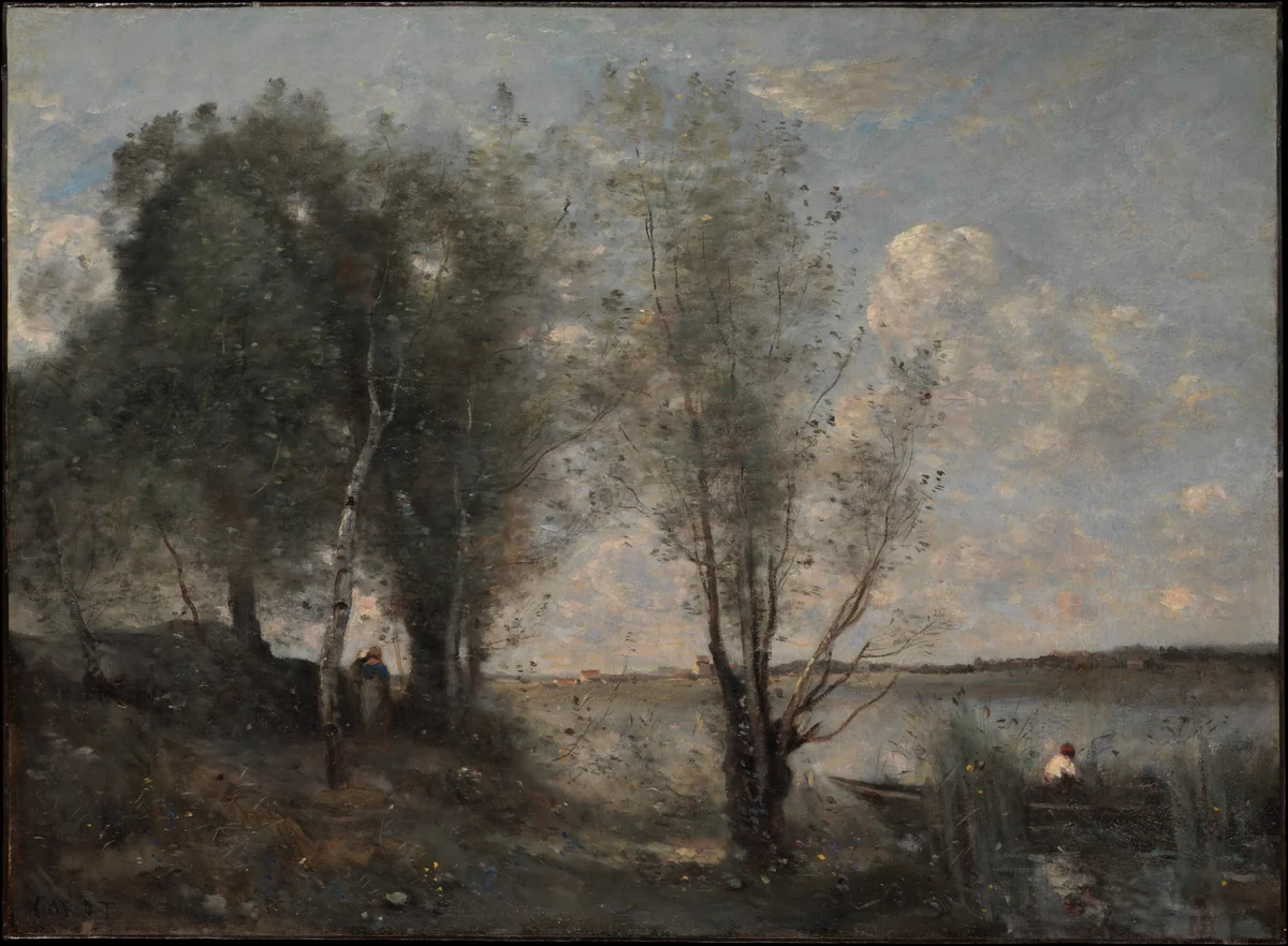 Boatman among the Reeds by Camille Corot, painting, 1860-1870