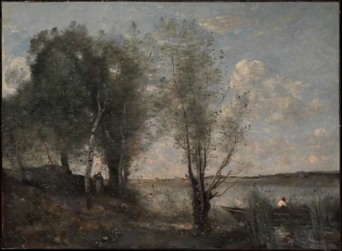 Boatman among the Reeds by Camille Corot, painting, 1860-1870