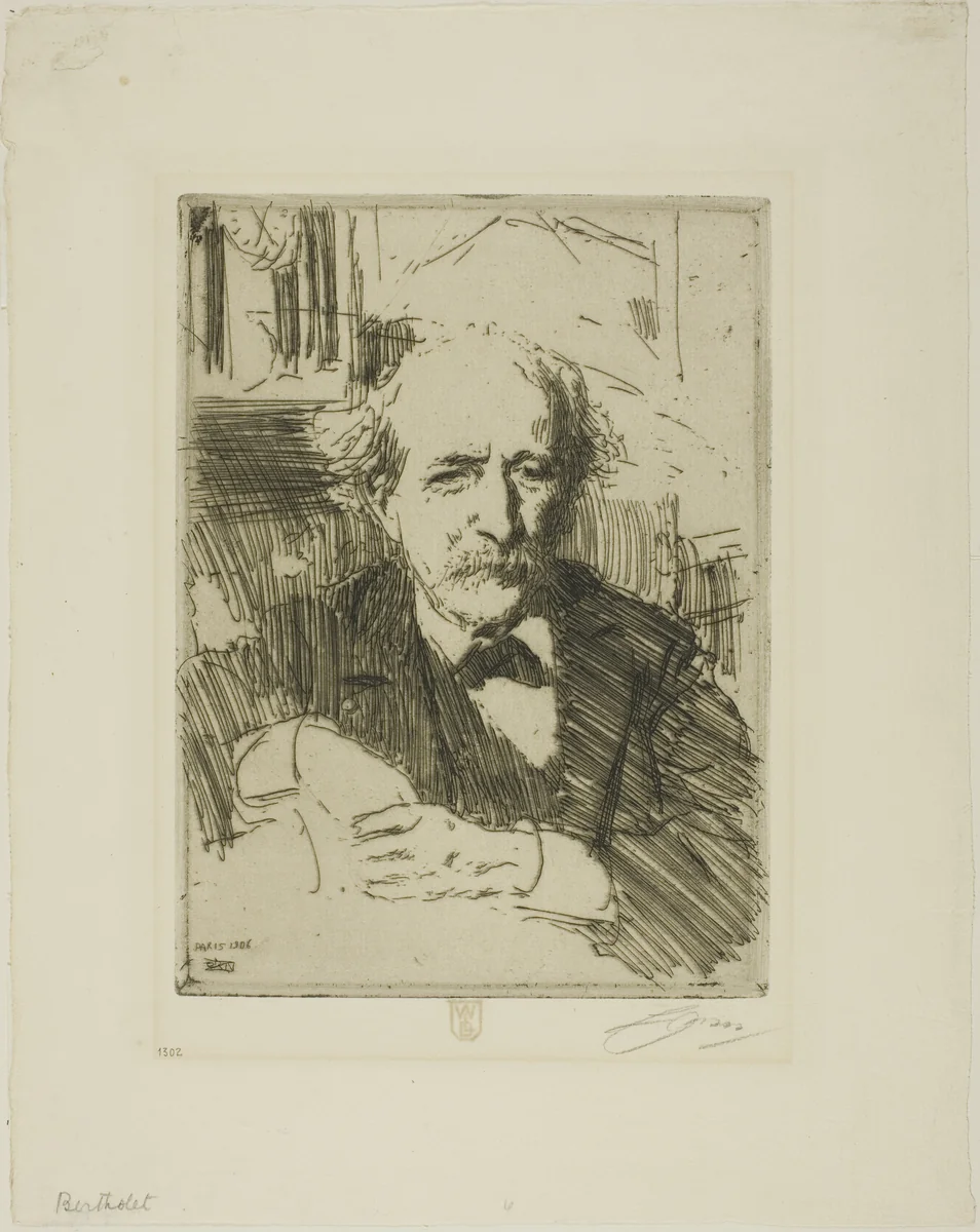Marcellin Berthelot by Anders Zorn, print, 1906
