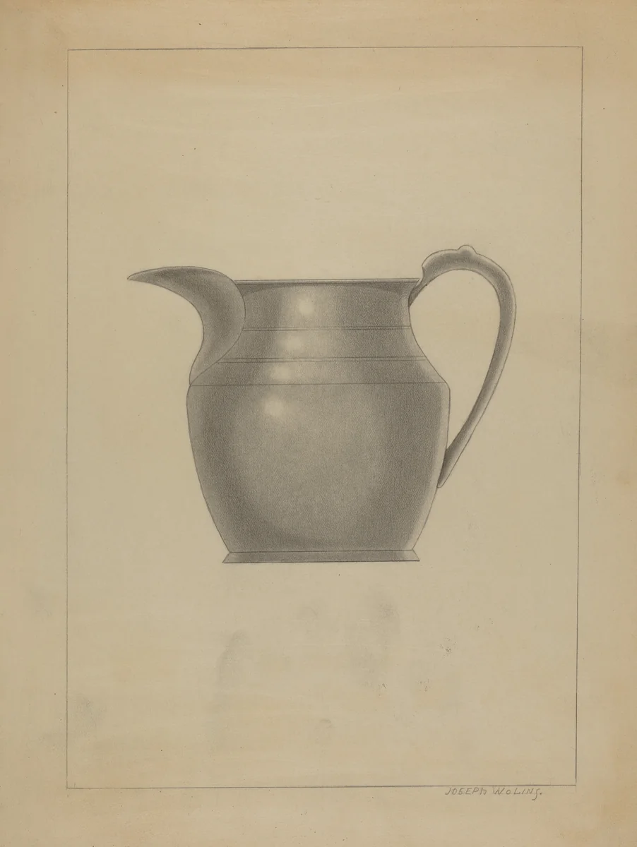 Pewter Pitcher by Joseph Wolins, index of american design, 1936