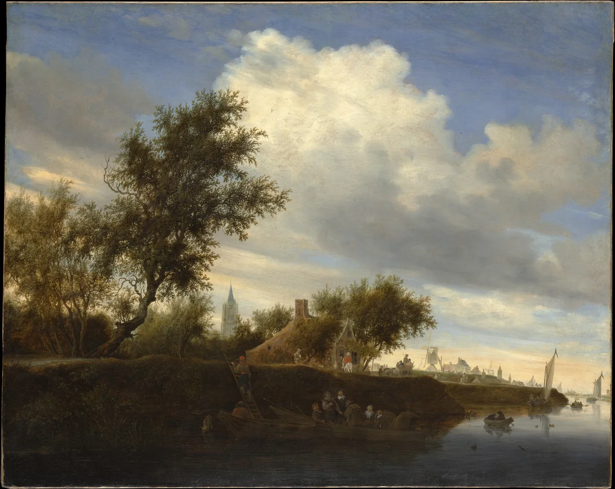 Ferry near Gorinchem by Salomon van Ruysdael, painting, 1646