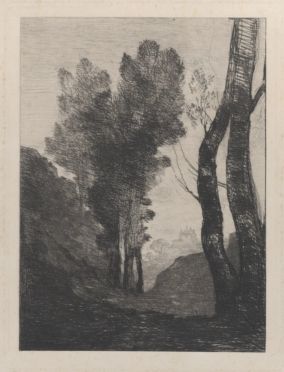 Environs of Rome by Camille Corot, print, 1866