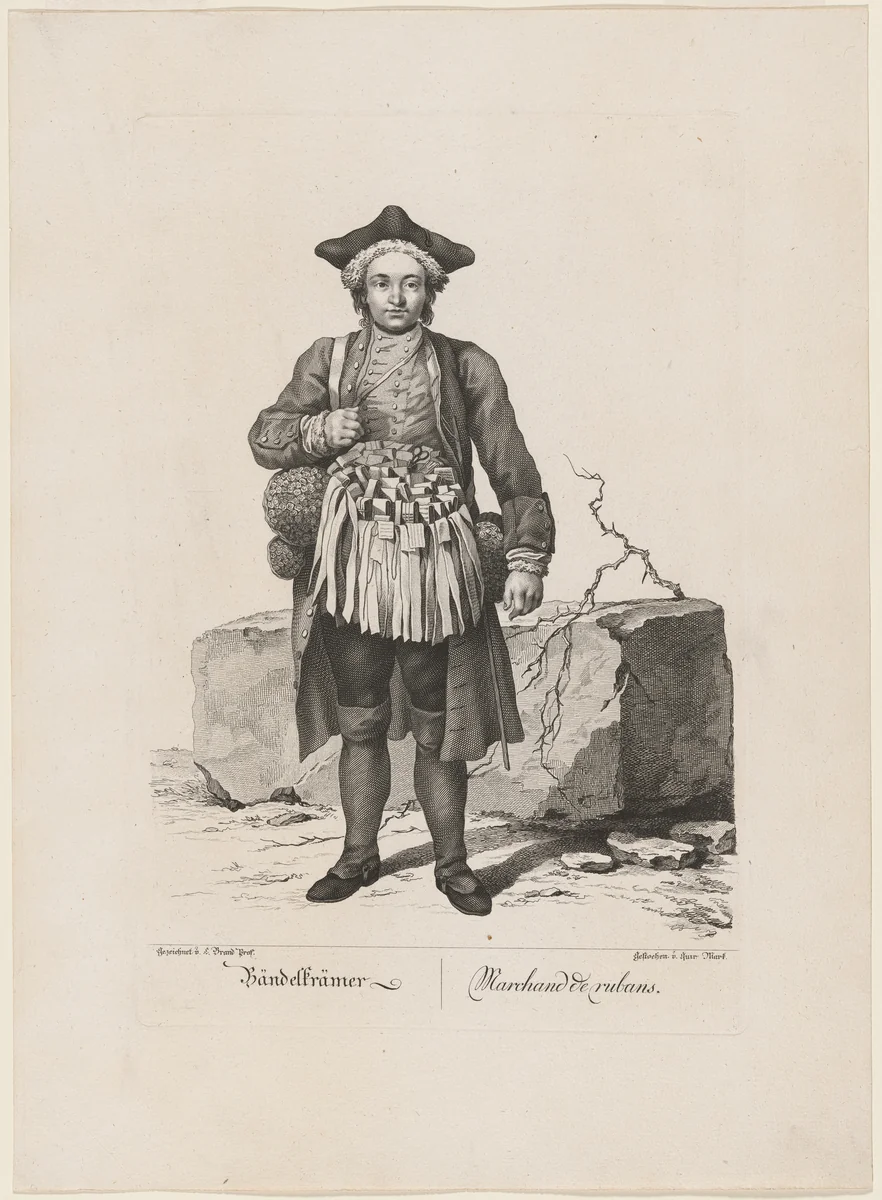Bändelkrämer (Ribbon Seller) by Johann Christian Brand, print, 1775