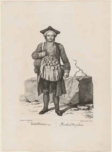Bändelkrämer (Ribbon Seller) by Johann Christian Brand, print, 1775