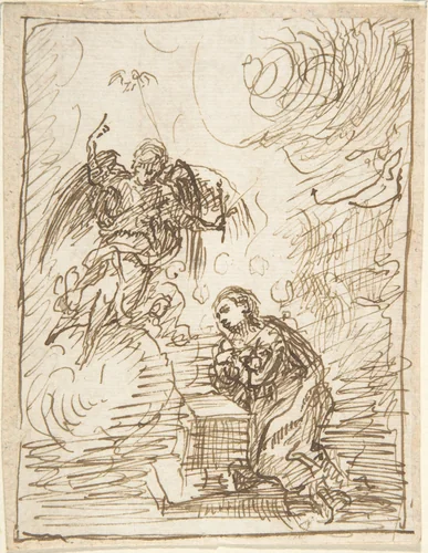 The Annunciation by Pedro Duque Cornejo, drawing, 1695-1755