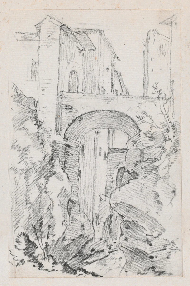 A High Bridge in Tivoli by Joseph-Marie Vien, drawing, 1744-1750