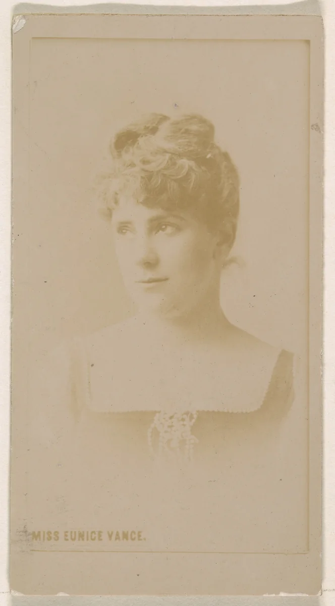 Miss Eunice Vance, from the Actresses series (N245) issued by Kinney Brothers to promote Sweet Caporal Cigarettes by Kinney Brothers Tobacco Company, photograph, 1890