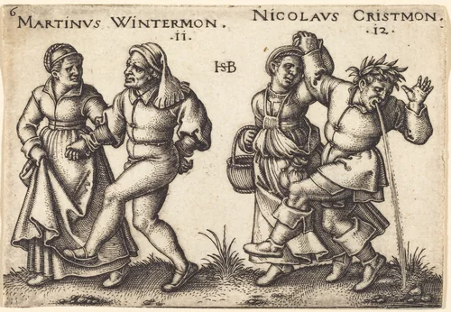 November and December by Sebald Beham, print, 1546-1547