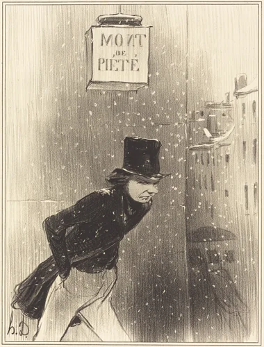 Un Monsieur au dessous de ses affaires by Honoré Daumier, print, 1841