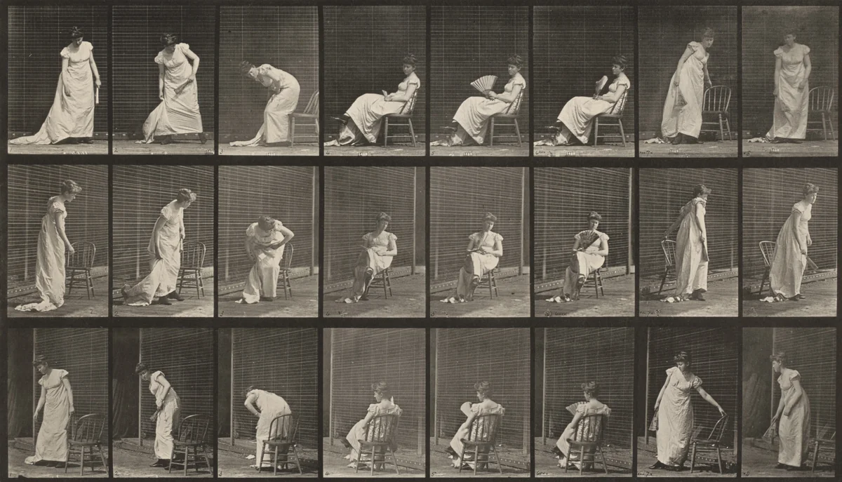 Plate Number 518. Sitting down, rising, etc. by Eadweard Muybridge, photograph, 1887