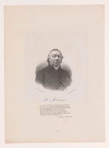 Portret van Dirk Molenaar by anonymous, print, 1859