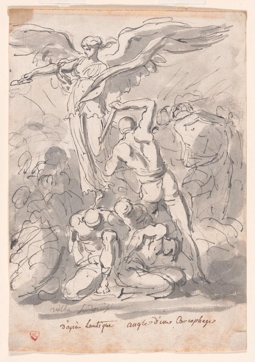 Copy after an Ancient Sarcophagus by Augustin Pajou, drawing, 1747-1757