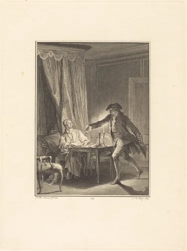 Ah! Jeune homme à ton bienfaiteur by Nicolas Delaunay; Jean-Michel Moreau the Younger, print, 1774