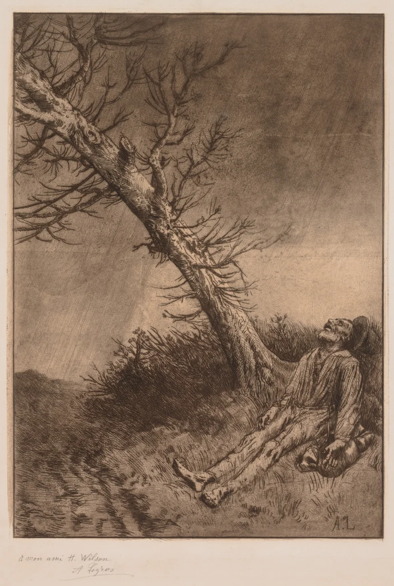 Death of a Vagabond by Alphonse Legros, print, 1870-1880