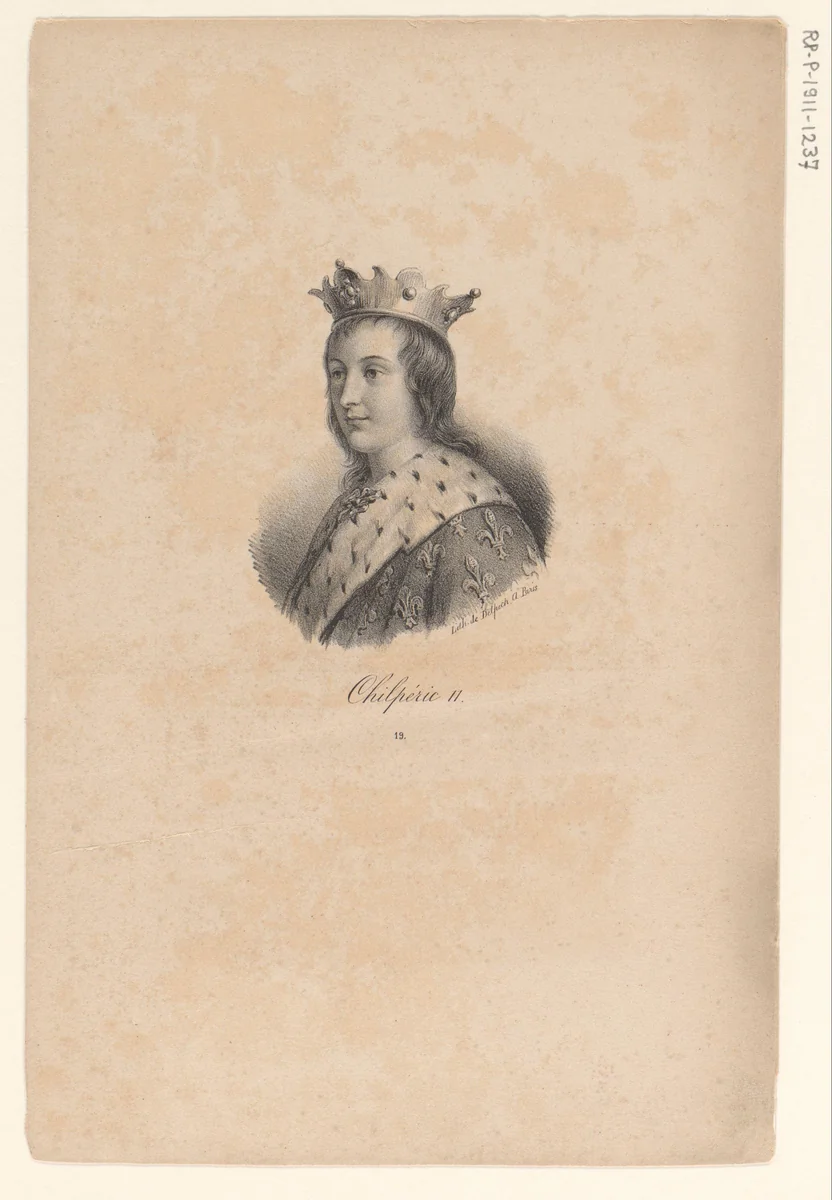 Portret van koning Chilperik II by anonymous, print, 1818-1842