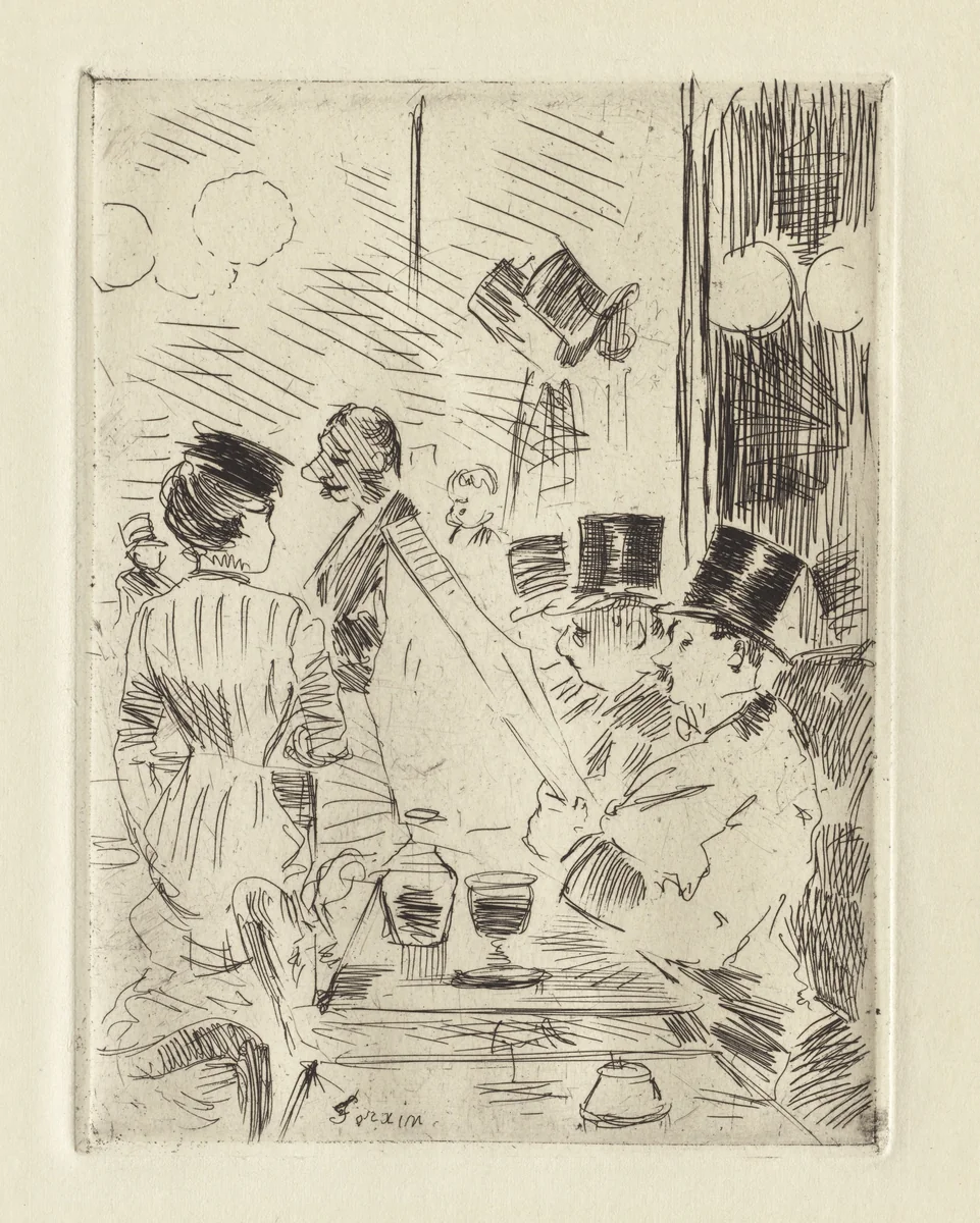 The Café of the New Athens by Jean-Louis Forain, print, 1871-1891