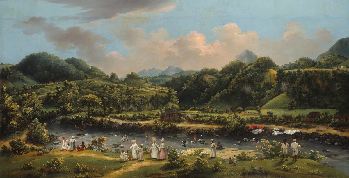 View on the River Roseau, Dominica by Agostino Brunias, painting, 1770-1780