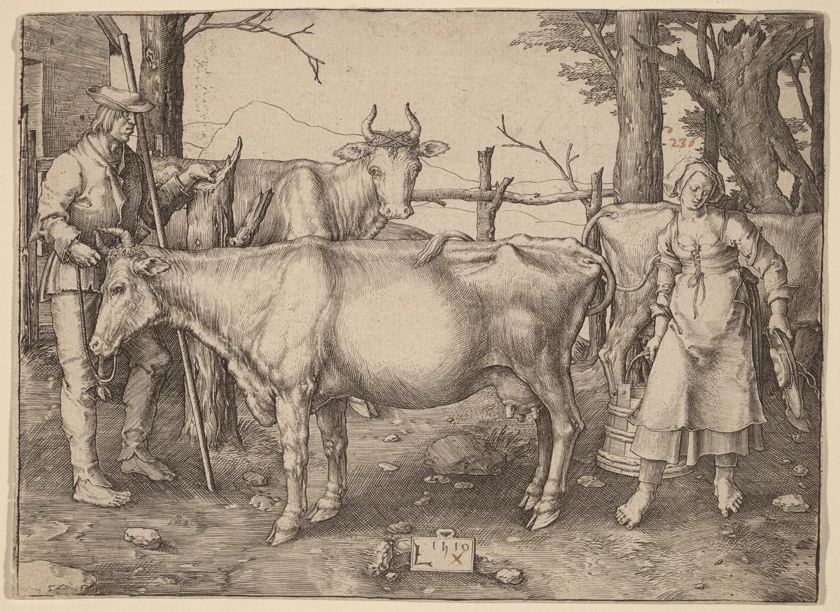 The Milkmaid by Lucas van Leyden, print, 1510