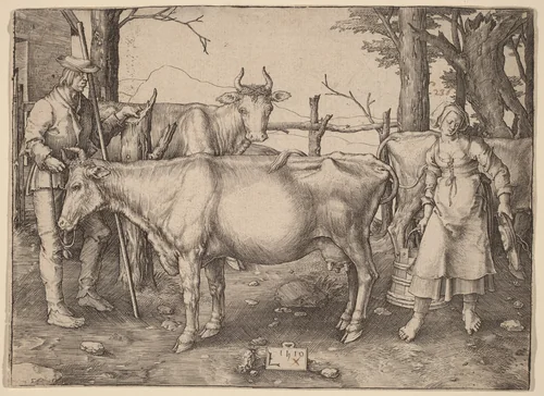 The Milkmaid by Lucas van Leyden, print, 1510