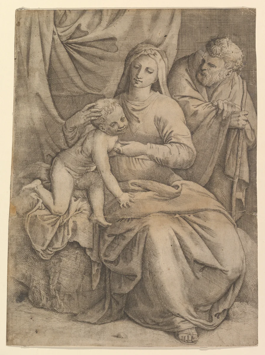The Holy Family by Battista Franco, print, 1510-1561