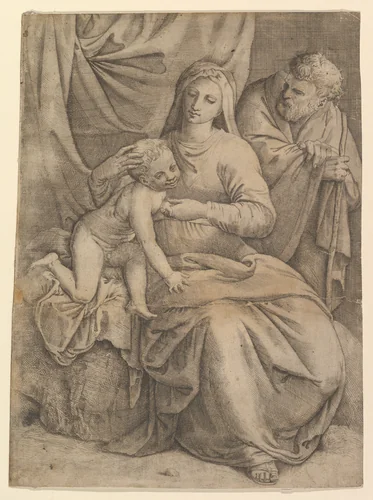 The Holy Family by Battista Franco, print, 1510-1561