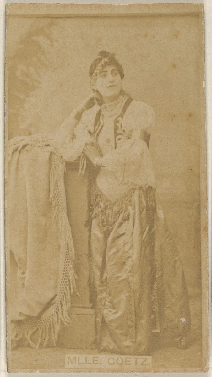 Mlle. Goetz, from the Actors and Actresses series (N45, Type 8) for Virginia Brights Cigarettes by Allen & Ginter, photograph, 1885-1891