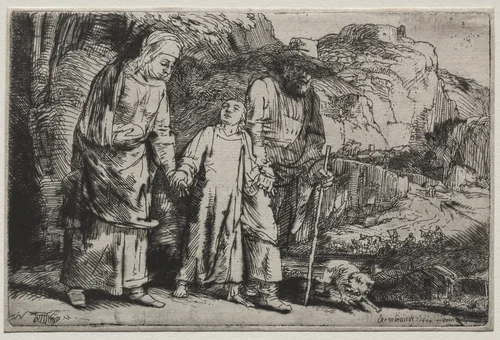 Christ Returning from the Temple with His Parents by Rembrandt van Rijn, print, 1654