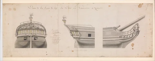 Design for the Frigate "La Didion" by anonymous, drawing, 1700-1799