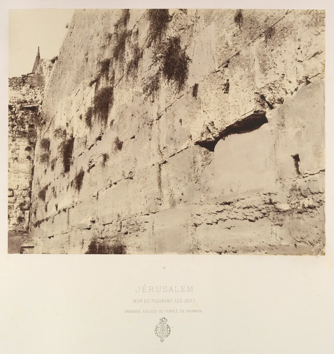 Jérusalem. Mur oú pleurent les juifs. Grandes Assises du Temple de Salomon by Louis de Clercq, photograph, 1860