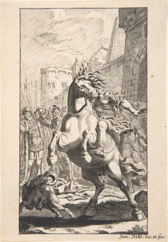 Marcus Curtius by Samuel Stettler, drawing, 1600-1700