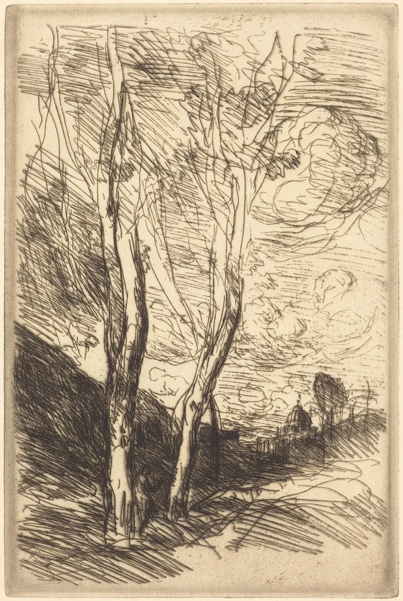 The Cathedral of Florence (Le Dome florentin) by Jean-Baptiste-Camille Corot, print, 1869-1870