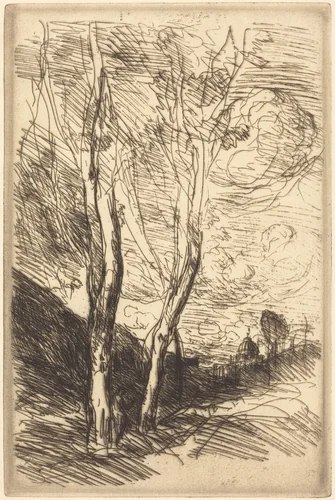 The Cathedral of Florence (Le Dome florentin) by Jean-Baptiste-Camille Corot, print, 1869-1870