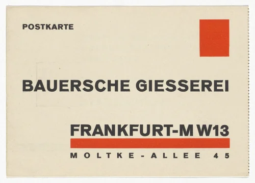 Bauersche Giesserei stationery postcard by Georg Trump, design, 1925