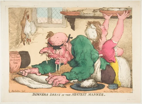 Dinners Drest in the Neatest Manner by Thomas Rowlandson, print, 1811