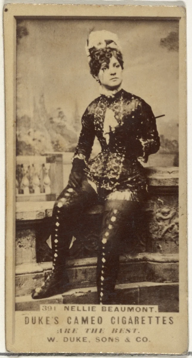 Card Number 391, Nellie Beaumont, from the Actors and Actresses series (N145-5) issued by Duke Sons & Co. to promote Cameo Cigarettes by W. Duke, Sons & Co., photograph, 1880-1889