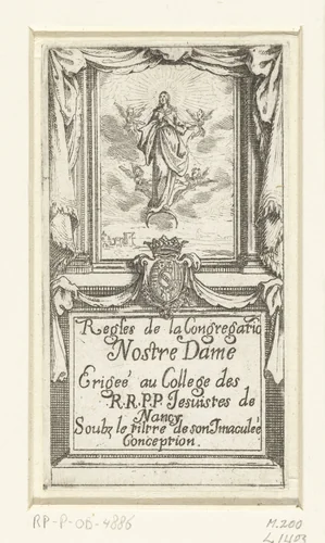 Titelblad voor 'Regles de la Congregatio Nostre Dame' by Jacques Callot, print, 1634