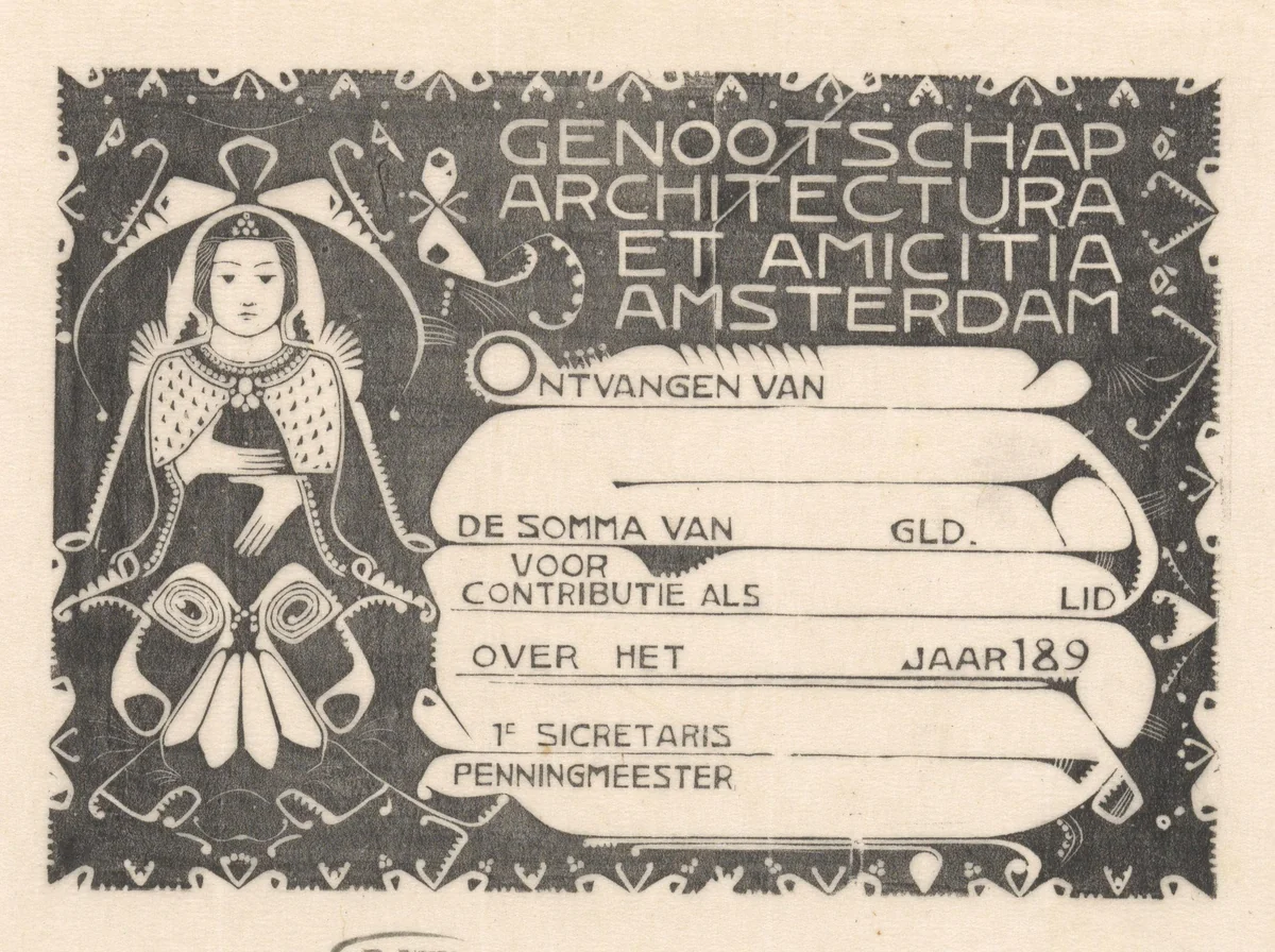 Kwitantie van Architectura et Amicitia by Karel Petrus Cornelis de Bazel, other, 1898