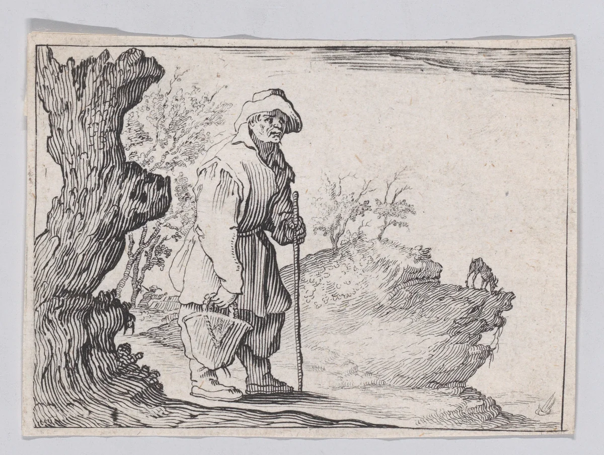 Reverse Copy of Le Paysan Portant son Sac (The Peasant Carrying his Sack), from "Les Caprices" Series A, The Florence Set by anonymous, print, 1620-1700