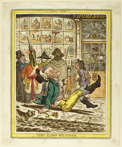 Very Slippy Weather by James Gillray, print, 1808