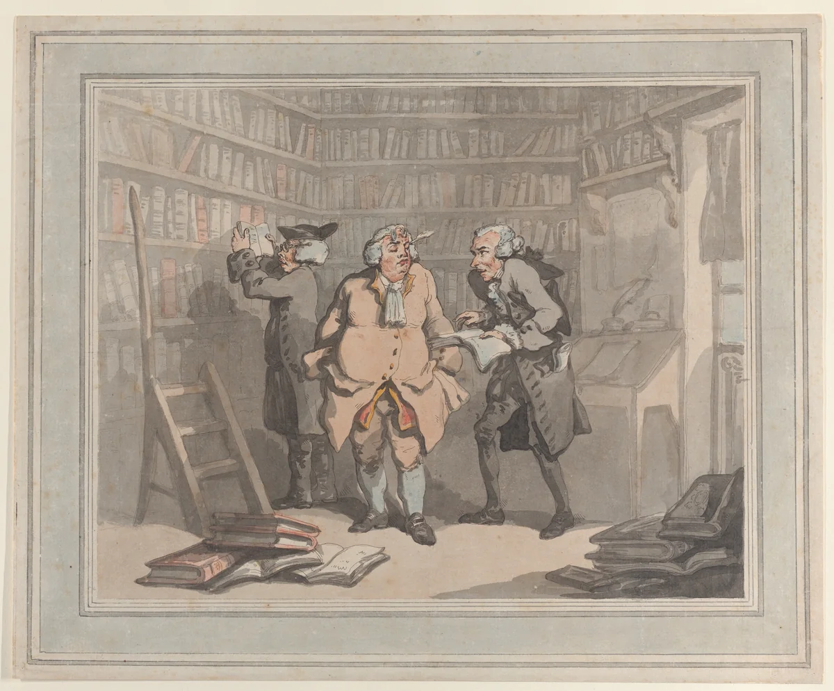 Bookseller and Author by Thomas Rowlandson, print, 1784