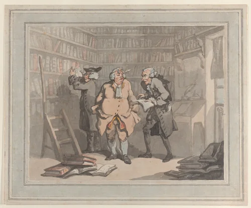Bookseller and Author by Thomas Rowlandson, print, 1784