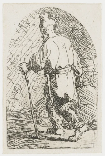 The flight into Egypt: a sketch: St Joseph by Rembrandt van Rijn, print, 1628