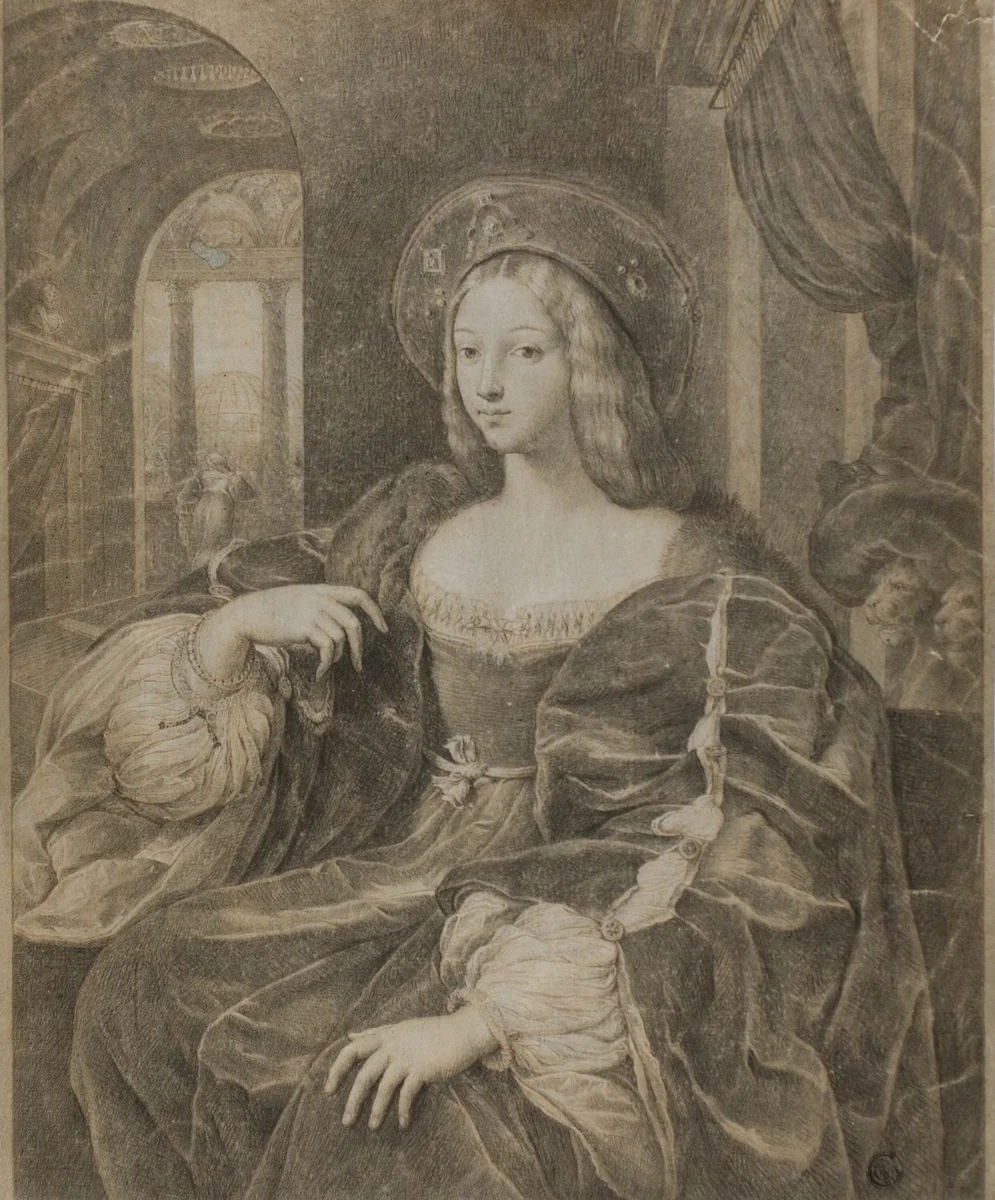 Joanna of Aragon by Raffaello Sanzio, drawing, 1500-1520