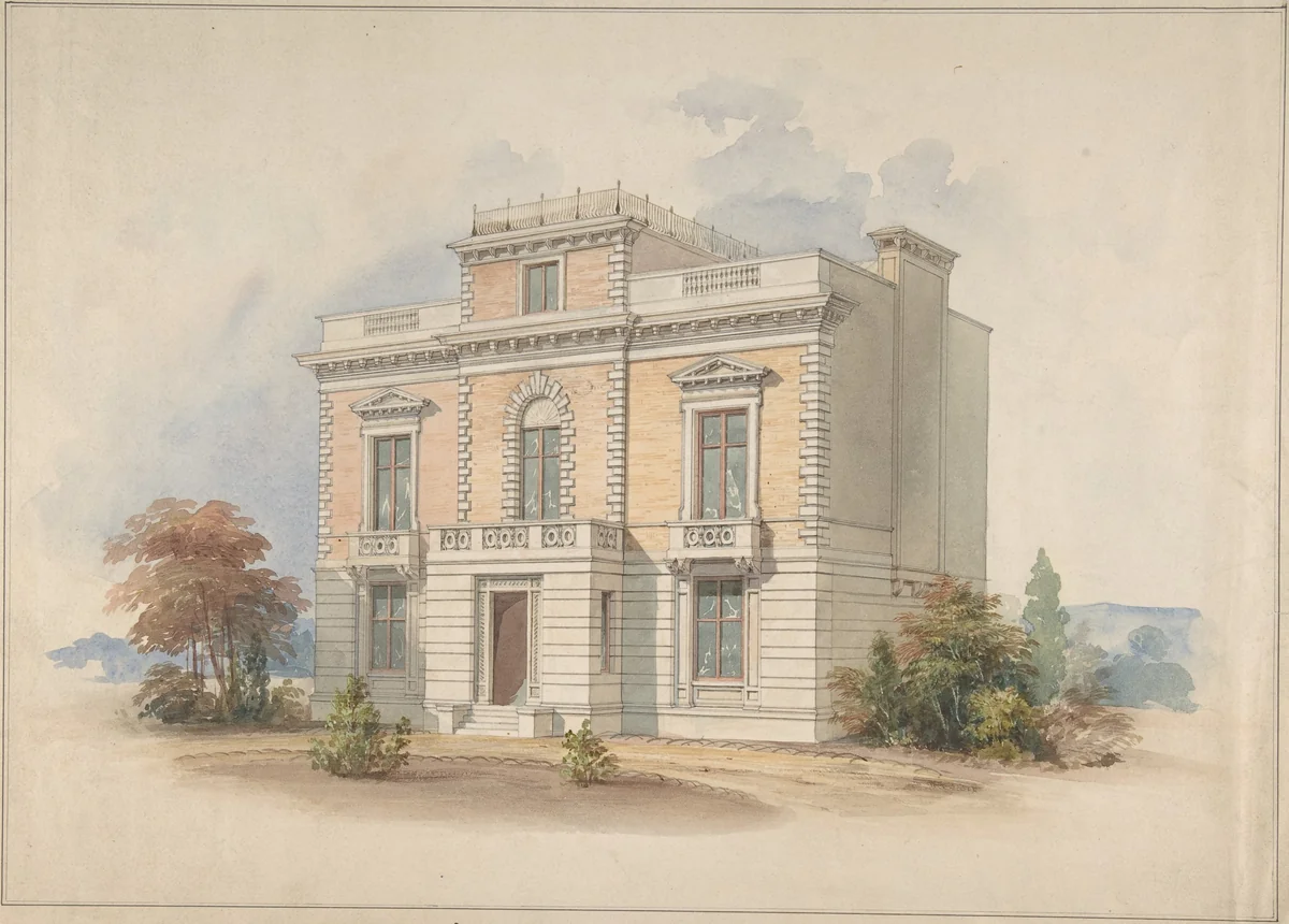 An Italianate Villa by Henry Edward Kendall Jr., drawing, 1820-1885